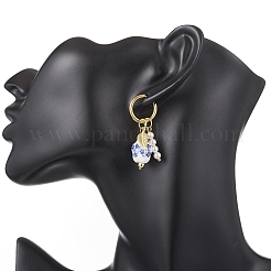 Brass Flower with Leaf Hoop Earrings&nbsp;EJEW-JE06745