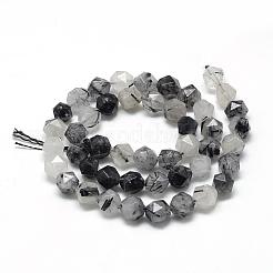Natural Black Rutilated Quartz Beads Strands&nbsp;G-R448-8mm-01