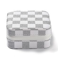 Tartan Square PU Leather Jewelry Storage Zipper Boxes&nbsp;PAAG-PW0007-01B