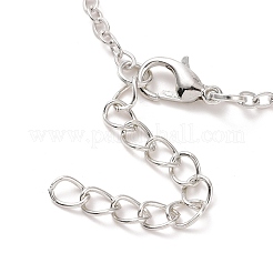 Glass Flat Round Pendant Necklace with Brass Chain&nbsp;NJEW-A003-01A