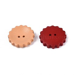 Spray Painted Natural Wood Buttons&nbsp;WOOD-T032-34M