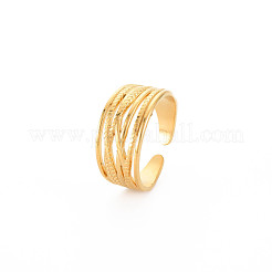 Ion Plating(IP) 304 Stainless Steel Criss Cross Open Cuff Ring for Women&nbsp;RJEW-S405-215G