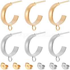 16Pcs 304 Stainless Steel Stud Earring Findings&nbsp;STAS-BBC0010-20B