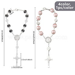 4Pcs 4 Colors Cross with Jesus Alloy Charm Bracelets&nbsp;BJEW-DC0001-10