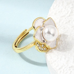 Adjustable Brass Micro Pave Cubic Zirconia Enamel Finger Rings&nbsp;CU-CBABA66-01B-G