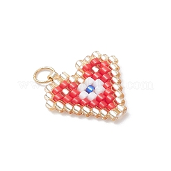 Glass Seed Beads Beaded Heart with Eye Pendants&nbsp;PALLOY-MZ01047