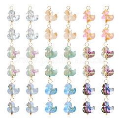 45Pcs 9 Colors Duck Glass Pendants. with Brass Loop&nbsp;PALLOY-TAC0257
