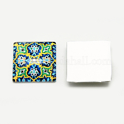 Printed Glass Flat Back Cabochons&nbsp;X-GGLA-Q055-25x25-01