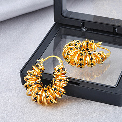 Spiral Wrapped Circle Spring Brass Micro Pave Cubic Zirconia Hoop Earrings&nbsp;FS-WG5C759-01