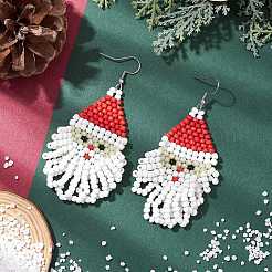 Glass Seed Dangle Earrings&nbsp;EJEW-JE06214