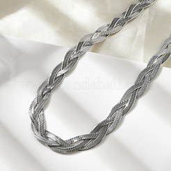 Non-Tarnish 304 Stainless Steel Interlocking Triple Herringbone Chain Necklace for Men Women&nbsp;NJEW-H167-01P