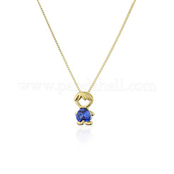 Brass Pave Heart Cubic Zirconia Boy Pendant Cable Chain Necklaces&nbsp;FS-WGE547A-08