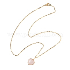 Natural & Synthetic Mixed Gemstone Copper Wire Wrapped Heart Pendant 304 Stainless Steel Cable Chain Necklaces&nbsp;NJEW-JN05779