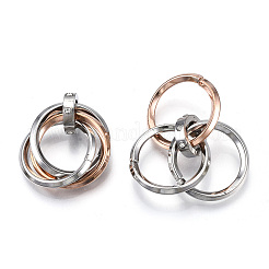 Ion Plating(IP) 201 Stainless Steel Interlocking Ring Pendants&nbsp;LS-STAS-N099-01RG