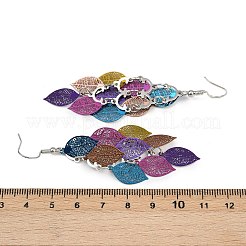 430 Stainless Steel Leaf Dangle Earrings&nbsp;EJEW-A137-06P-04
