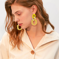 6 Pairs 6 Colors Oval Acrylic Dangle Stud Earrings with Steel Iron Pins for Women&nbsp;EJEW-AN0004-12
