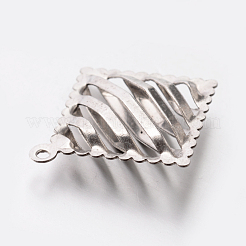 Original Color 304 Stainless Steel Hollow Rhombus Pendants&nbsp;STAS-E078-20