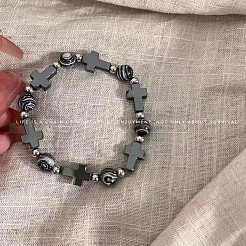 Synthetic Non-magnetic Hematite & Natural Gemstone Beads Stretch Bracelets for Women Men&nbsp;TK7593