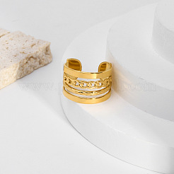 Stylish 304 Stainless Steel Open Cuff Ring with Multi-layer Chain Design for Women&nbsp;BH4692