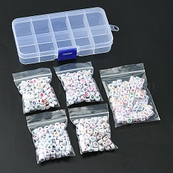 500Pcs 5 Styles Opaque White Acrylic Beads&nbsp;MACR-YW0002-43