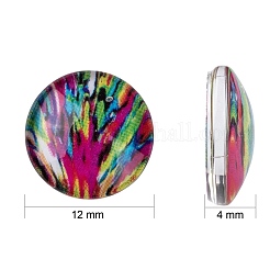Mosaic Printed Glass Half Round/Dome Cabochons&nbsp;GGLA-N004-12mm-G