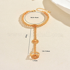 Elegant Brass Flower Link Hand Chain Ring Bracelets for Women&nbsp;HG2841