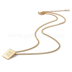 Stainless Steel Initial Letter Rectangle Pendant Necklace for Men Women&nbsp;LS-NJEW-E090-01G-05