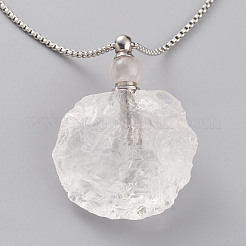 Natural Quartz Crystal Openable Perfume Bottle Pendant Necklaces&nbsp;NJEW-H216-04P