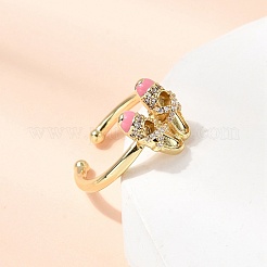 Brass Micro Pave Cubic Zirconia Cuff Open Rings for Women&nbsp;RJEW-B160-08G-01