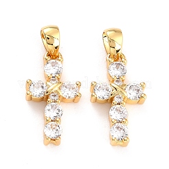 Brass Micro Pave Cubic Zirconia Pendants&nbsp;ZIRC-P089-21G
