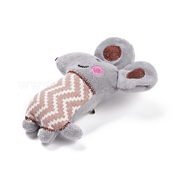 Chinese Zodiac Sign Mouse Cotton & Non-Woven & Velvet Fabric Brooch&nbsp;JEWB-A003-04
