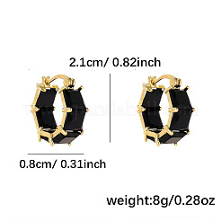 Square Brass Cubic Zirconia Hoop Earrings&nbsp;FS-WG57E6F-01