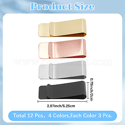 12Pcs 4 Colors Stainless Steel Money Clips&nbsp;AJEW-CP0008-88