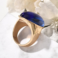 Resin Horse Eye Finger Rings&nbsp;RJEW-R006-01G-05