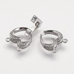 Brass Micro Pave Cubic Zirconia Fold Over Clasps&nbsp;ZIRC-F047-09P