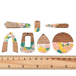 Walnut Wood & Transparent Resin Pendants&nbsp;WD-CBA583A-10