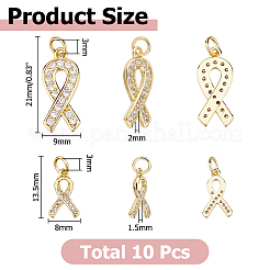 10Pcs 2 Styles Brass Micro Pave Clear Cubic Zirconia Pendants&nbsp;KK-HS0001-93