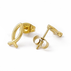 PVD Vacuum Plating 304 Stainless Steel Hollow Out Jesus Fish Stud Earrings for Women&nbsp;EJEW-P212-16G