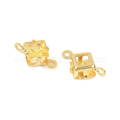 Brass Pave Cubic Zirconia Rhombus Connector Charms&nbsp;KK-P347-04G-02