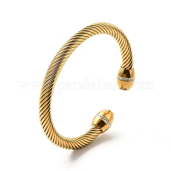 Ion Plating(IP) 304 Stainless Steel Twist Rope Open Cuff Bangle&nbsp;BJEW-P283-15G