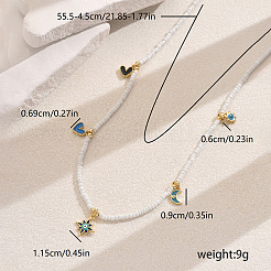 Bohemian Style Brass & Glass Seed Beaded Star Heart Pendant Necklace for Women Vacation Party&nbsp;PS4119-5