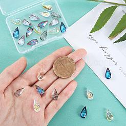 24Pcs 6 Colors Embossed Glass Rhinestone Pendants&nbsp;GLAA-PH0001-44