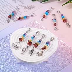 Chakra Gemstone Chip Pendant Decorations&nbsp;HJEW-TAC0027