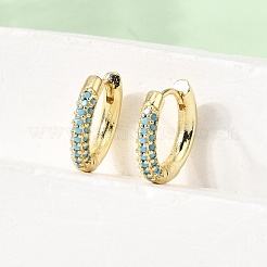 Brass Micro Pave Cubic Zirconia Hoop Earrings&nbsp;EJEW-K324-06G