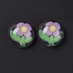 Transparent Flower Resin Cabochons&nbsp;RESI-G034-B02