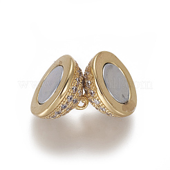 Brass Micro Pave Cubic Zirconia Magnetic Clasps with Loops&nbsp;ZIRC-L082-D-01-G