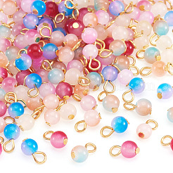 140Pcs 7 Colors Baking Paint Imitation Jade Glass Charms&nbsp;PALLOY-TAC0286