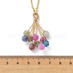 Natural Multicolor Tourmaline Beaded Colorful Dice Balloon Pendant 304 Stainless Steel Cable Chain Necklaces for Women&nbsp;NJEW-JN06123
