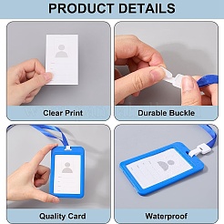 Rectangle Plastic ID Badge Holder with Lanyard&nbsp;AJEW-CP0006-04B