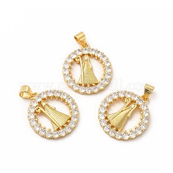 Rack Plating Brass Micro Pave Cubic Zirconia Pendants&nbsp;KK-H436-10G
